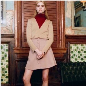 Timo Weiland Katrina A-Line Mini Skirt Buttons Sophisticated Beige 6